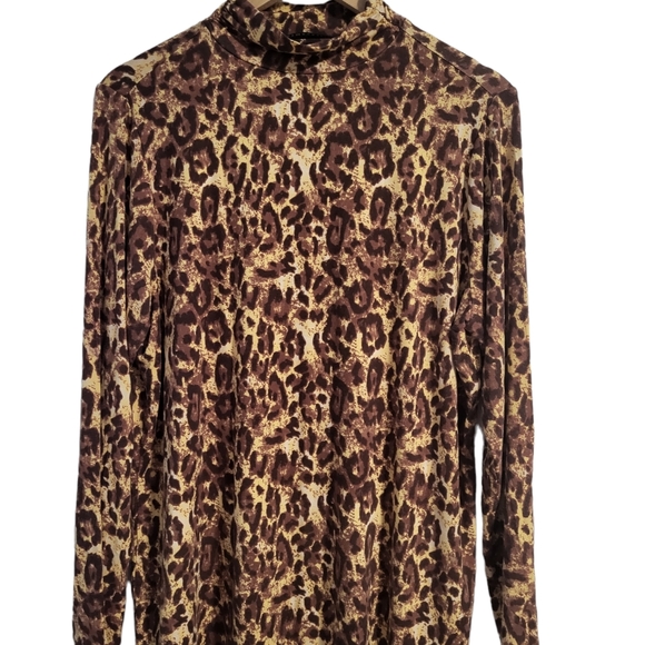 Brooke Shields Pullover Sweater Mock Neck Animal Print Size Large - Picture 4 of 7
